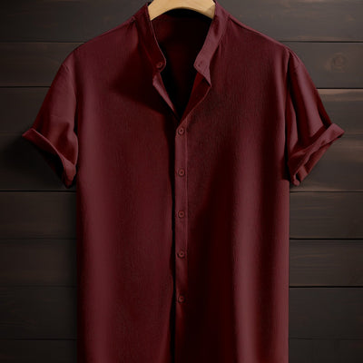 Men's Casual Breathable Polyester Fiber Stand Collar Shirt