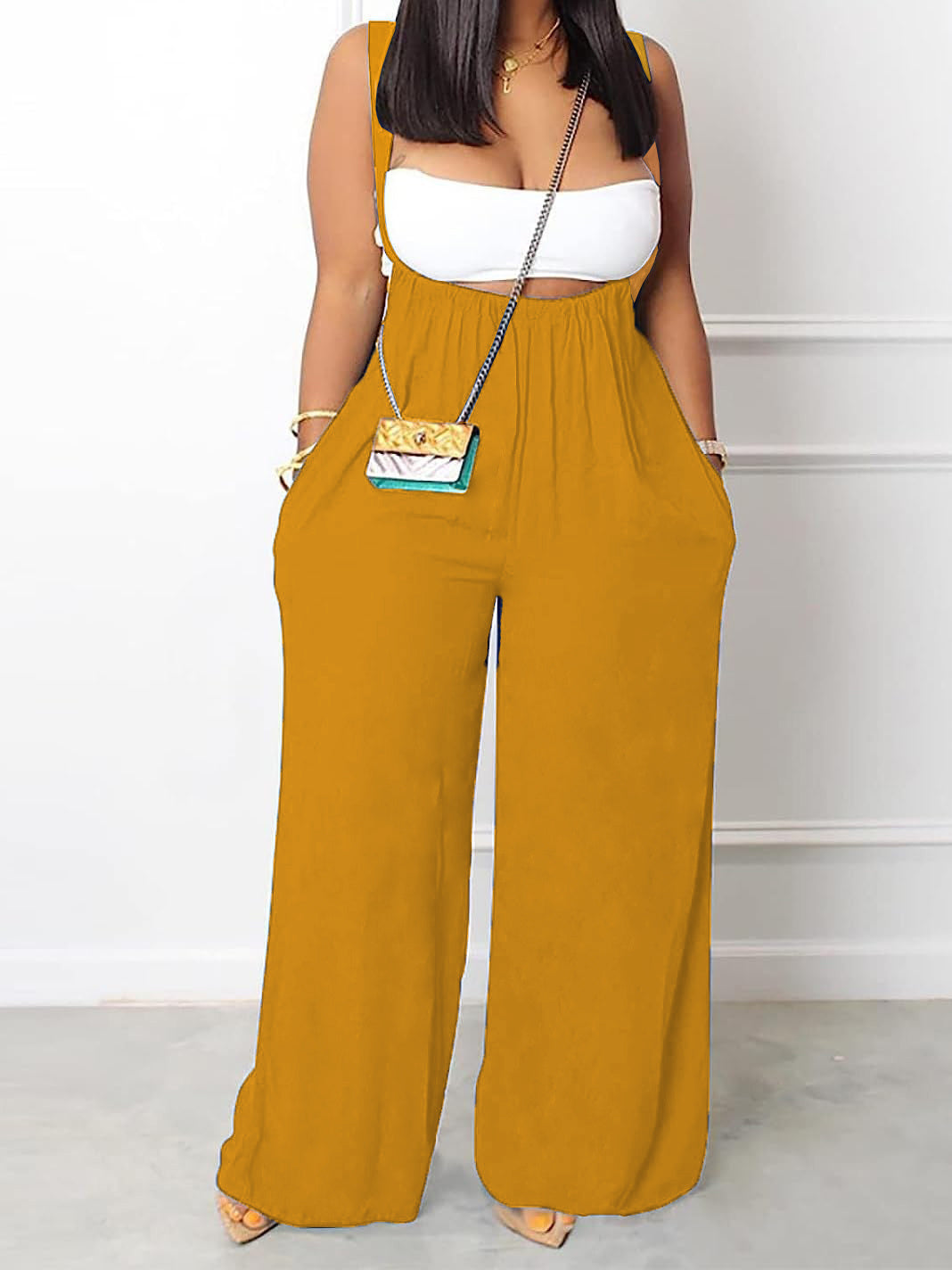 Plus Size Pocket Overalls