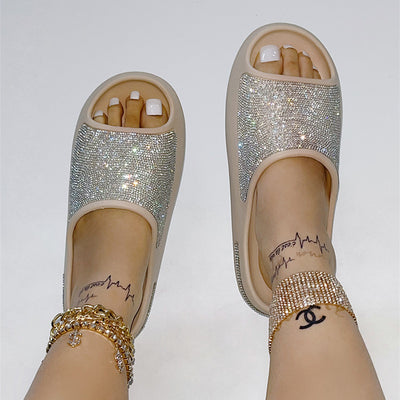 Rhinestone PeepToe Slides