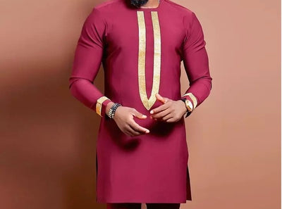 Men's Elegant Long-Sleeve Traditional African Print Dress