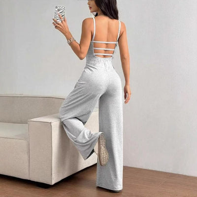 Cross Strap Backless Wide-leg Jumpsuit