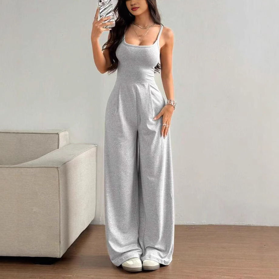 Cross Strap Backless Wide-leg Jumpsuit