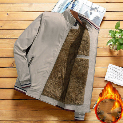 Men's Warm Faux Fur-Lined Bomber Jacket – Stylish Comfort for Cold Days