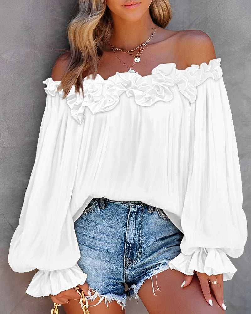 Off Shoulder Bubble Sleeves Top