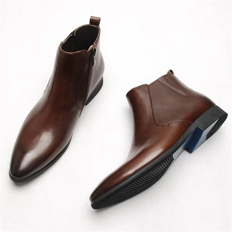 Luxury Brown Leather Ankle Boots – Elegant, Modern & Versatile