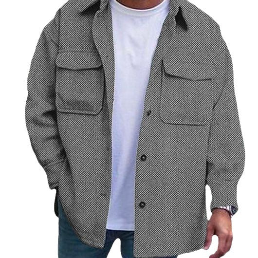 Men's Casual Wool-Blend Overshirt – Rugged, Warm, and Stylish