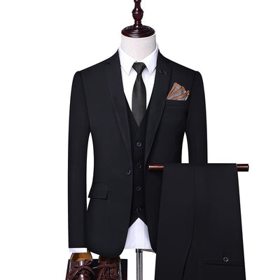 Men's Classic Three-Piece Suit - Customizable Colors & Sizes