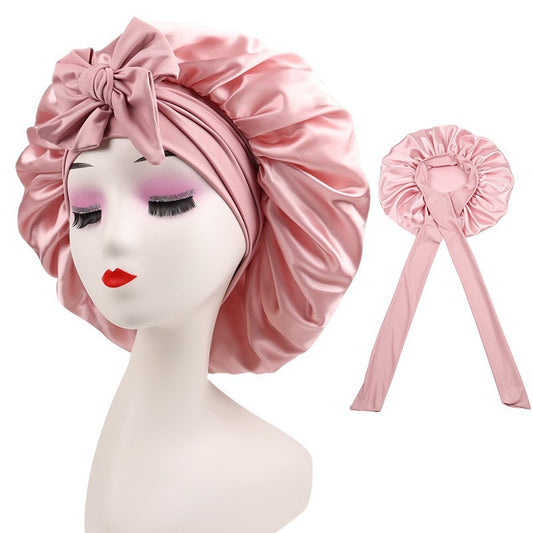 Stretch Ribbon Bowknot Silk Bonnet