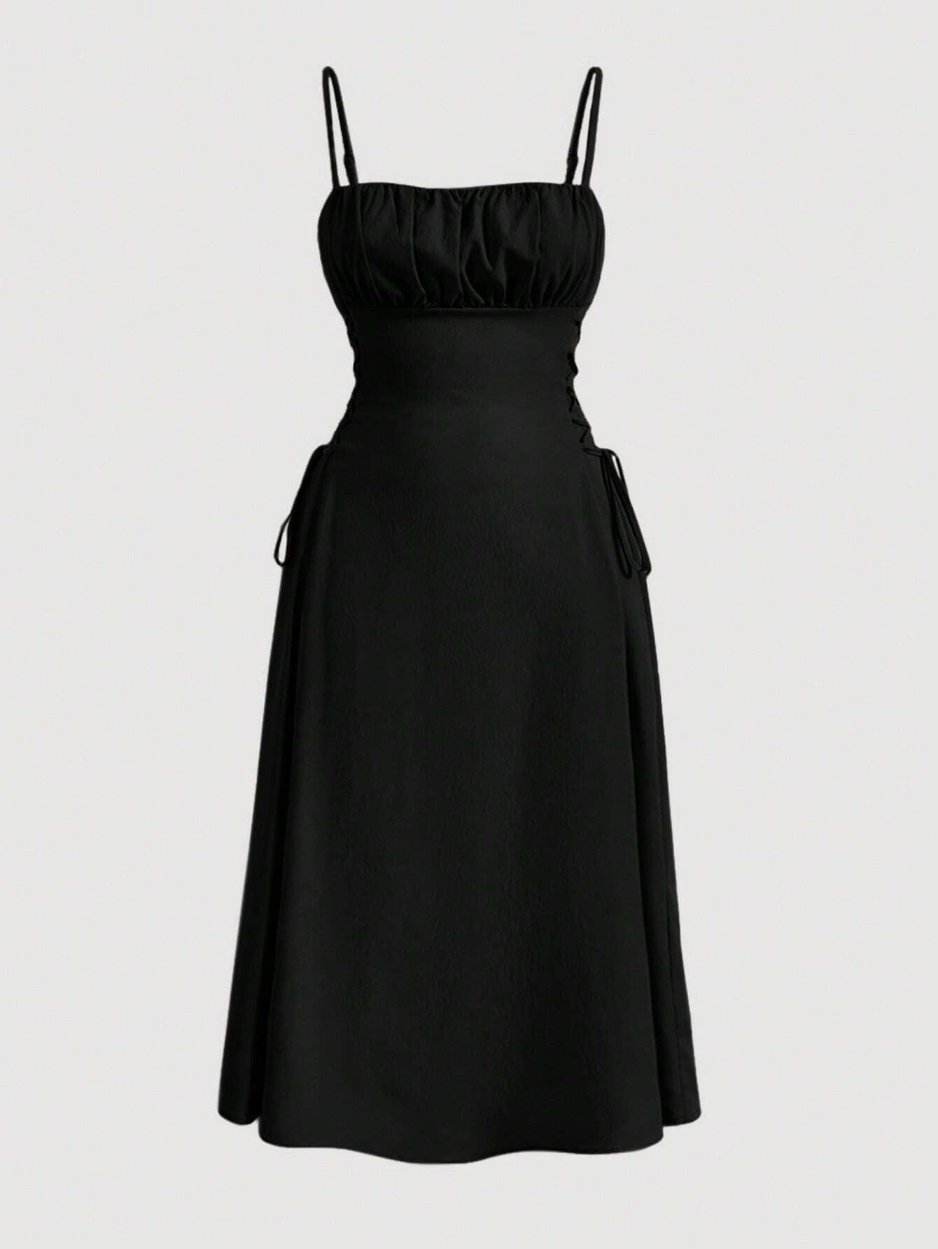 Spaghetti Straps Chest Wrap Midi Dress