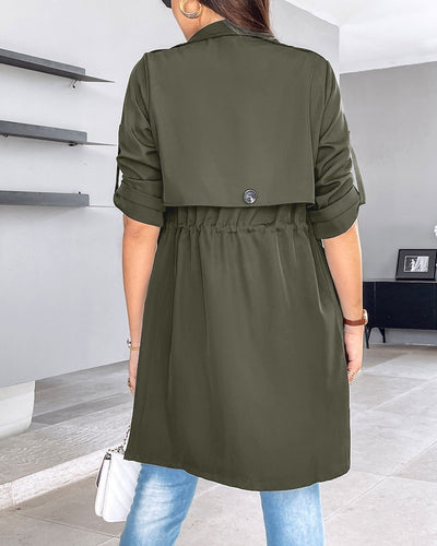 Mid-length Rolled Sleeves Trench Coat