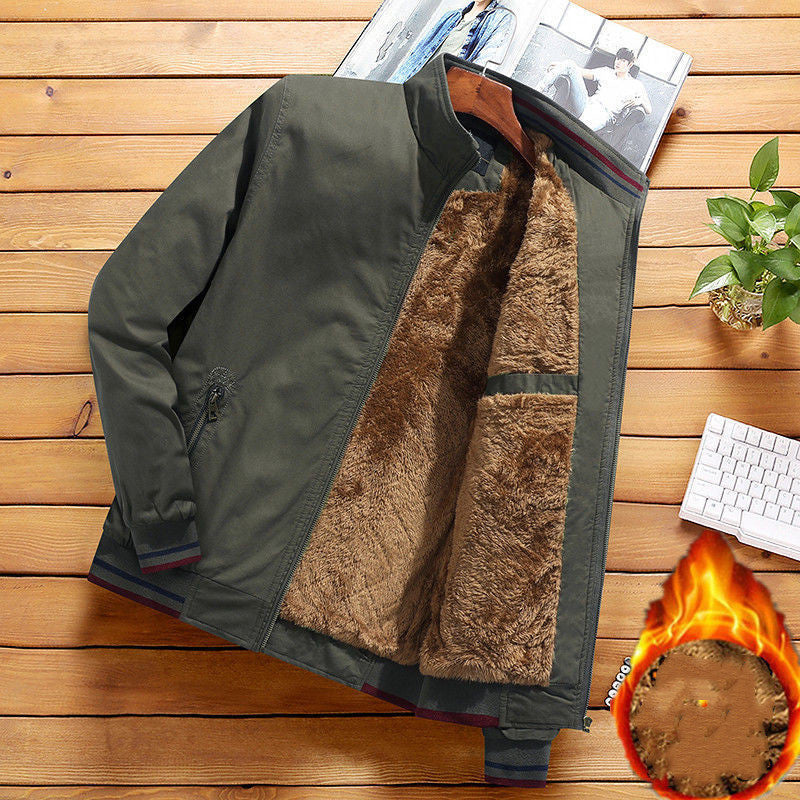 Men's Warm Faux Fur-Lined Bomber Jacket – Stylish Comfort for Cold Days
