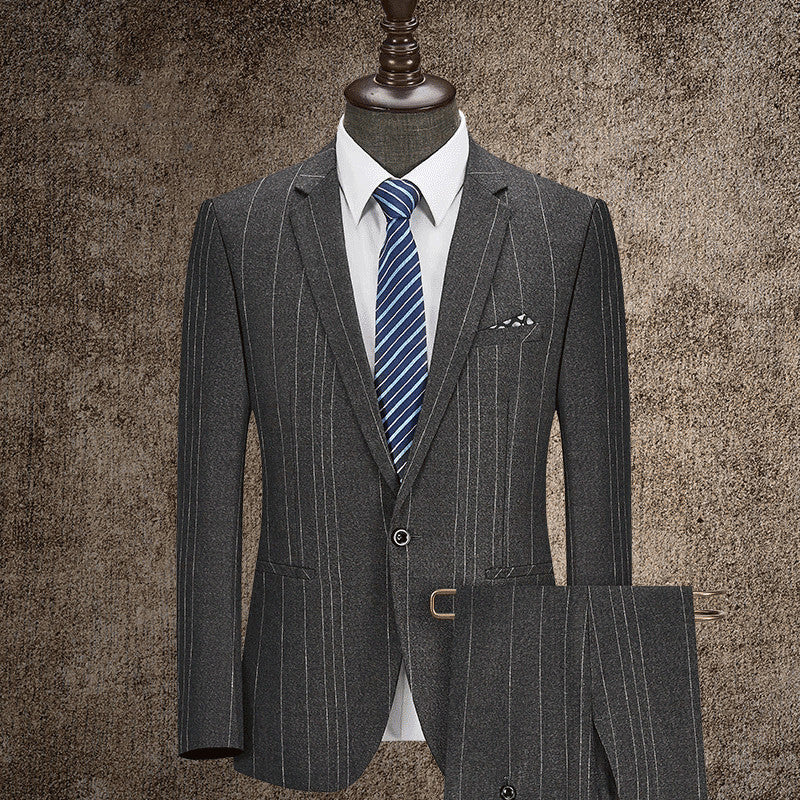 Men's Pinstripe Two-Piece Suit - Available in Multiple Colors & Sizes