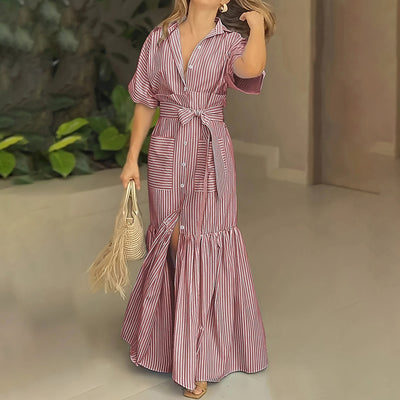 Striped Button Down Maxi Dress