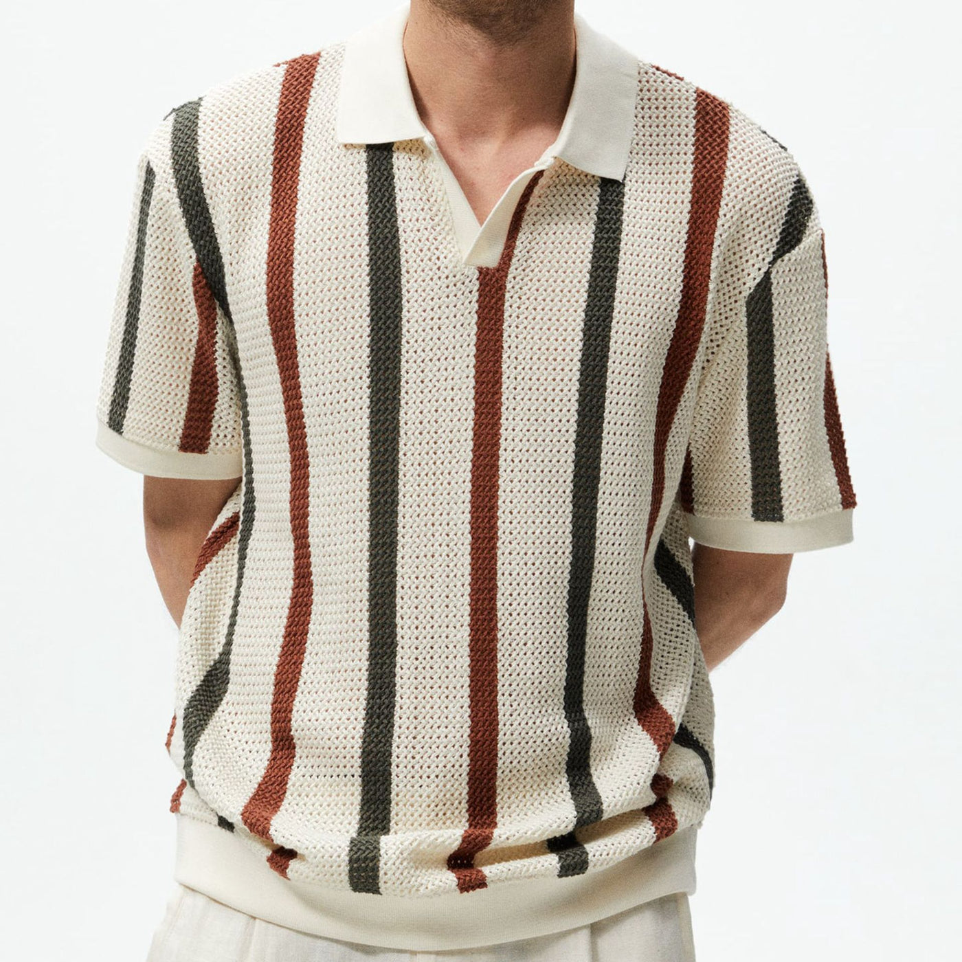 Men’s Striped Short-Sleeve Polo Shirt