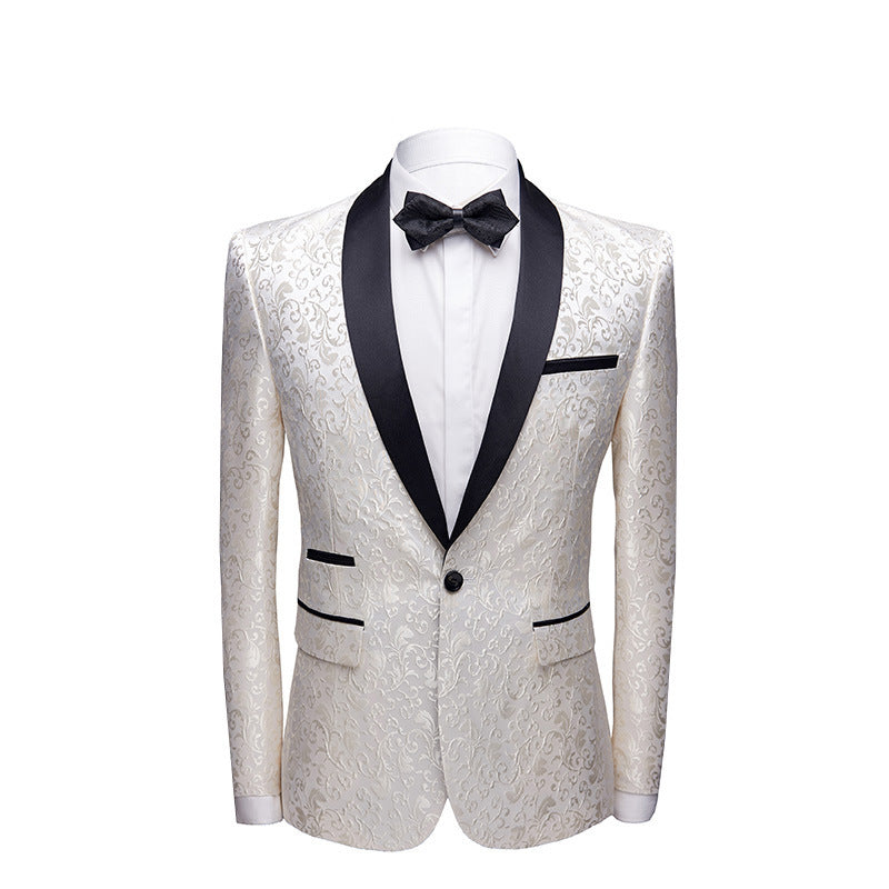 Men's Paisley Pattern Tuxedo Suit with Black Pants