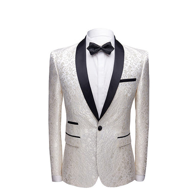 Men's Paisley Pattern Tuxedo Suit with Black Pants