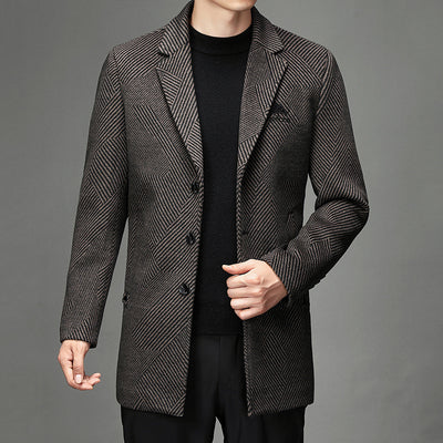 Men's Stylish Houndstooth Pattern Overcoat