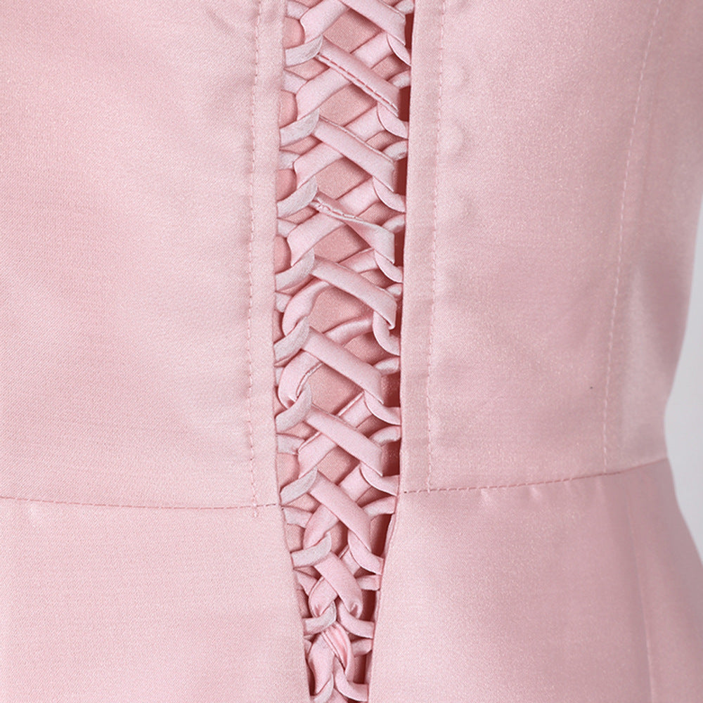 Large Flower Stitching Sleeveless Dress