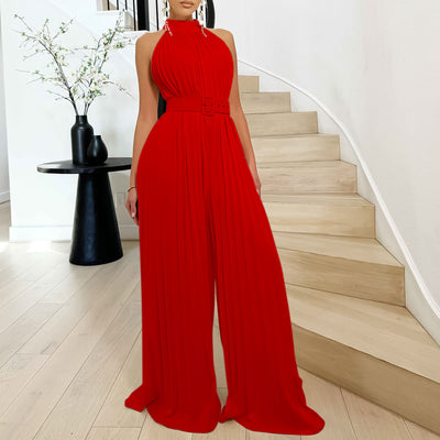Pleated Wide-leg Jumpsuit