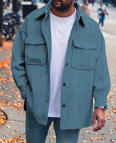 Men's Casual Wool-Blend Overshirt – Rugged, Warm, and Stylish