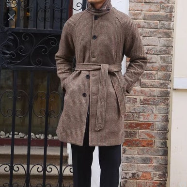 Luxurious Men's Wool Blend Belted Overcoat – Classic and Cozy