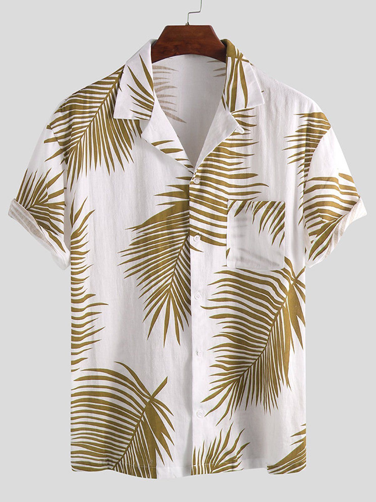 Men's Tropical Palm Leaf Print Short Sleeve Shirt – Casual, Vibrant & Perfect for Summer
