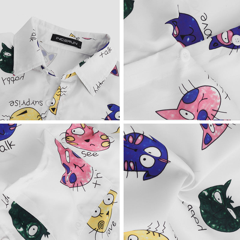 Men's Fun Cartoon Animal Print Short Sleeve Casual Shirt – Playful, Stylish & Comfortable