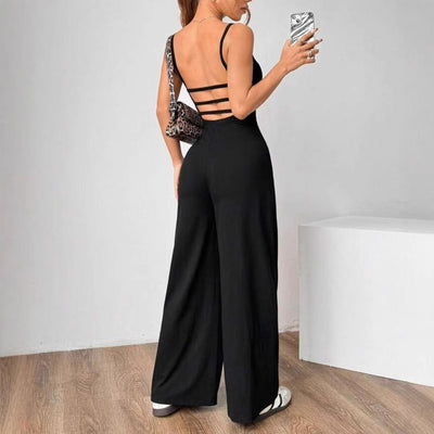 Cross Strap Backless Wide-leg Jumpsuit