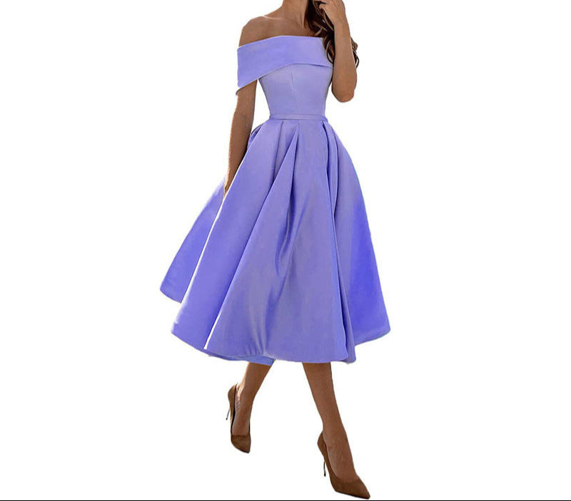 Annie Off-Shoulder Tea Length Dress