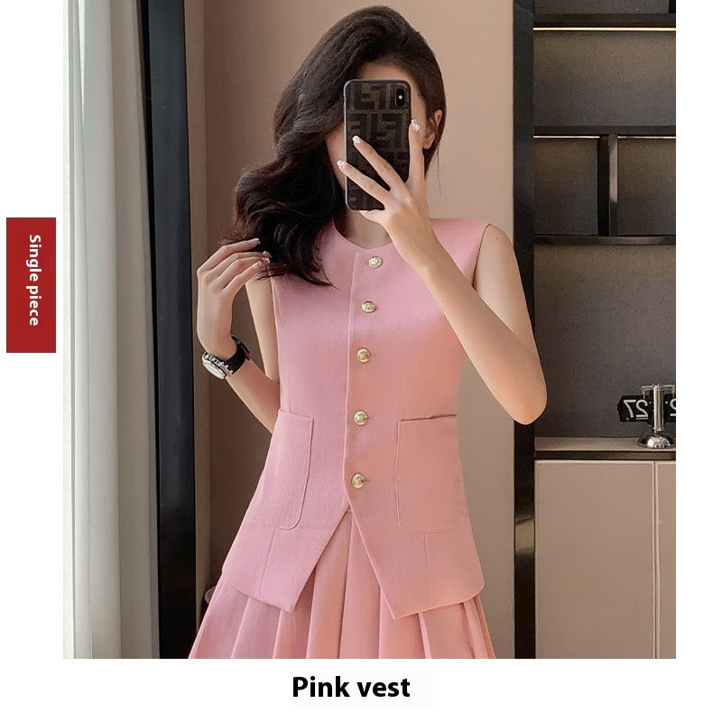 Tailored Vest & Pleated Skirt Set