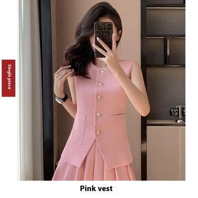 Tailored Vest & Pleated Skirt Set