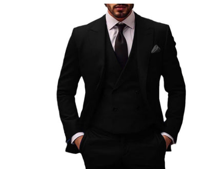 Men's Three-Piece Suit with Double-Breasted Waistcoat