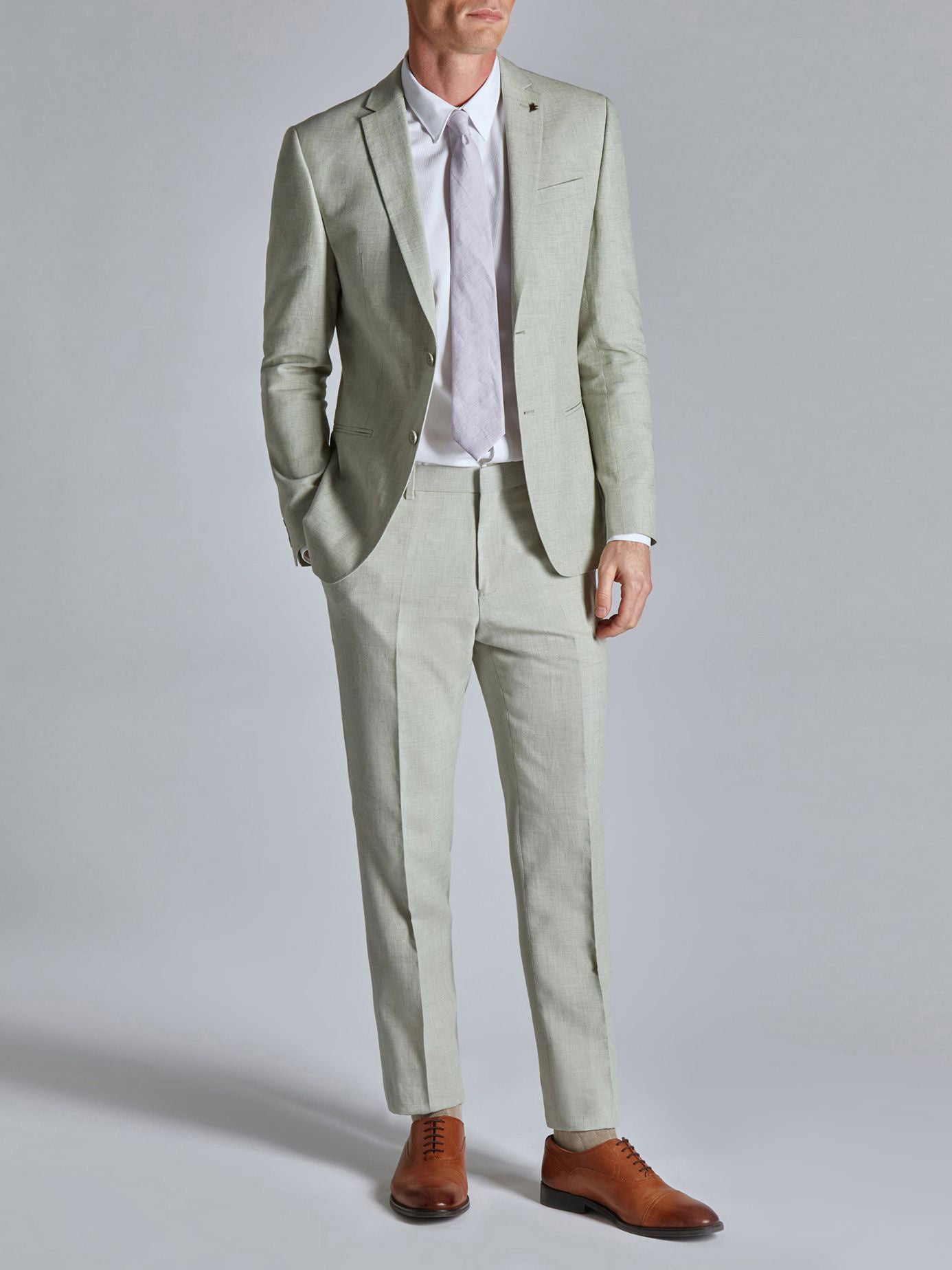 Men's Light Sage Linen Slim Fit Suit Jacket