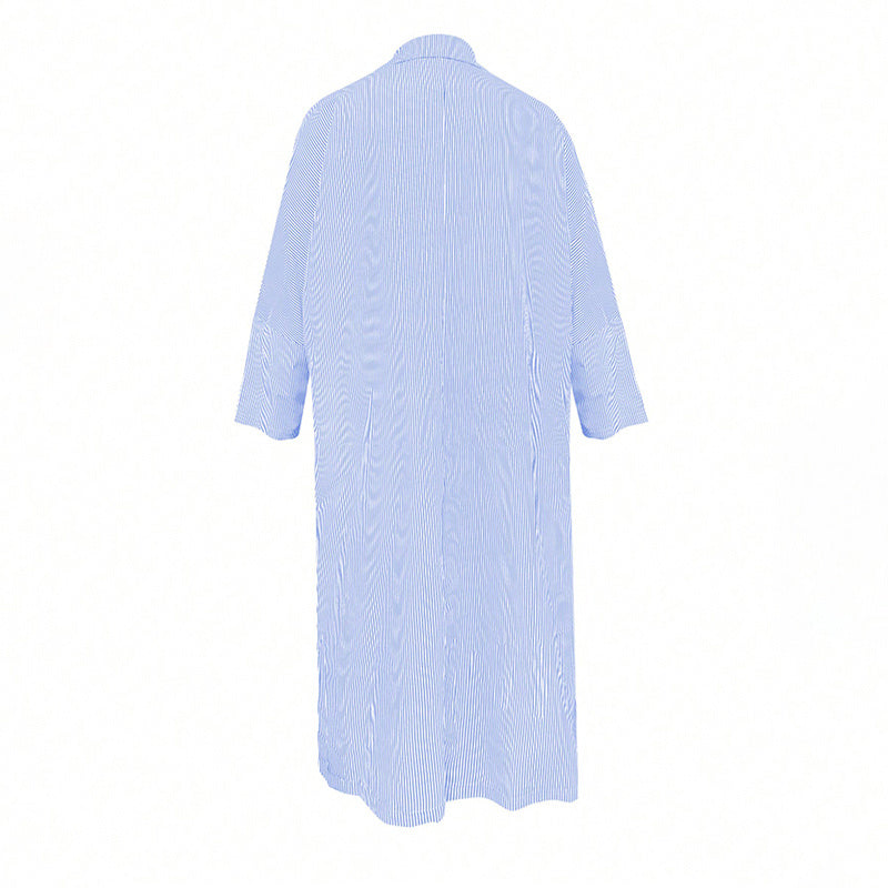 Striped Maxi Long Sleeve Shirt Dress