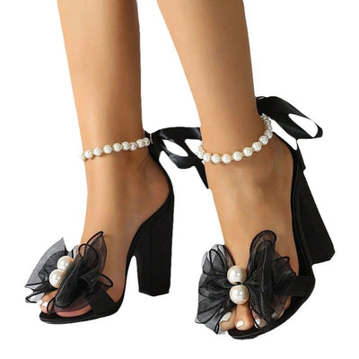 Aria Ribbon Beaded Sandals