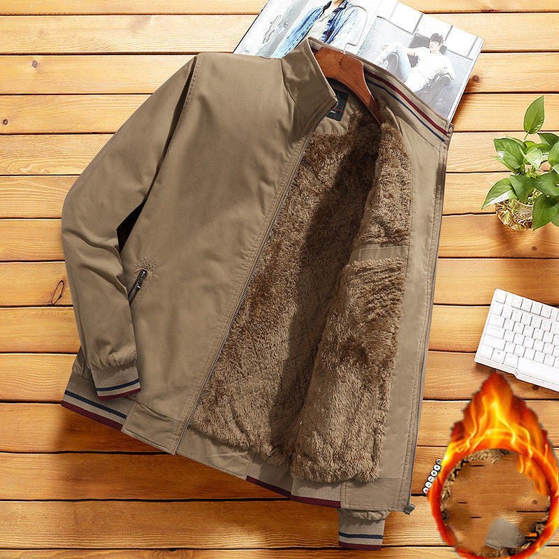 Men's Warm Faux Fur-Lined Bomber Jacket – Stylish Comfort for Cold Days