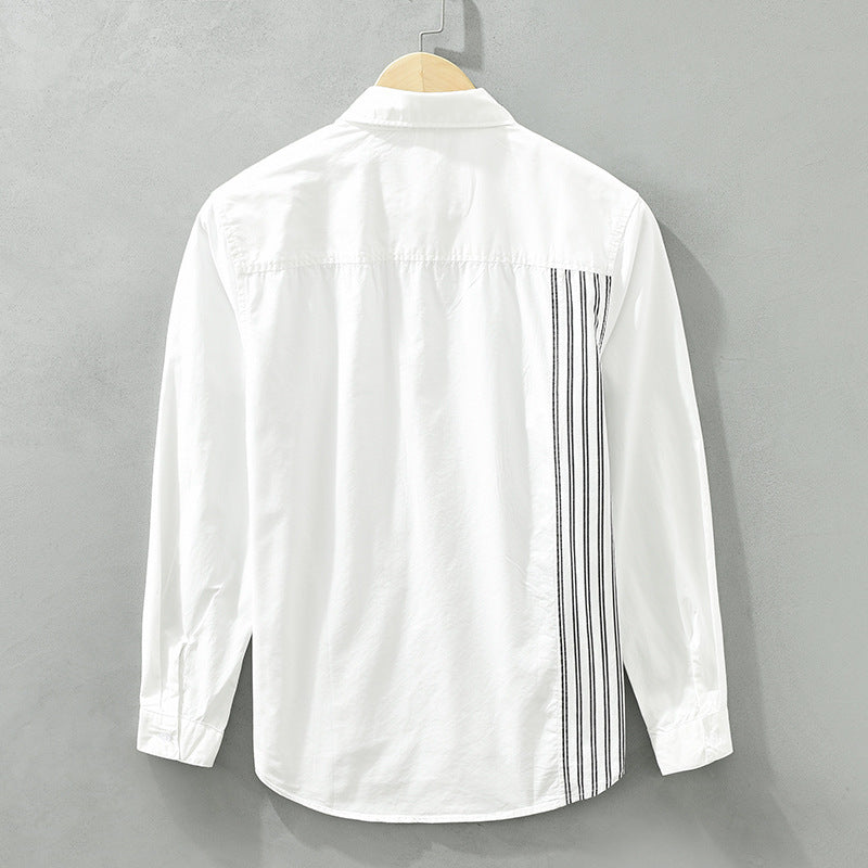 Men's Modern Patchwork Striped Shirt – Stylish Casual Button-Down