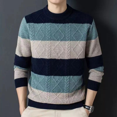 Autumn And Winter Pure Color Youth Business Casual Loose Round Neck Cashmere Knitted Bottoming Shirt
