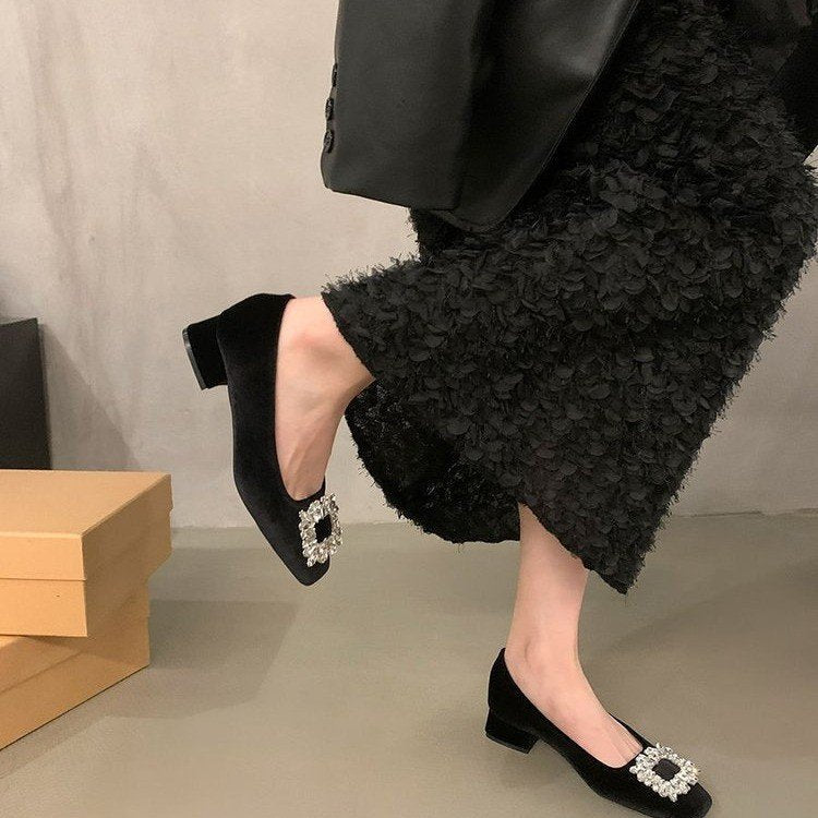 Rhinestone Low-cut Flats
