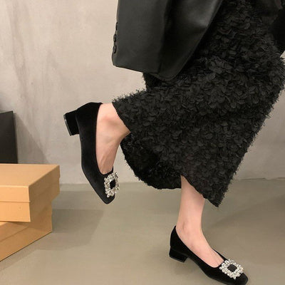 Rhinestone Low-cut Flats