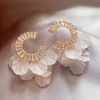 C- Ring Shell Tassel Delicate Earrings