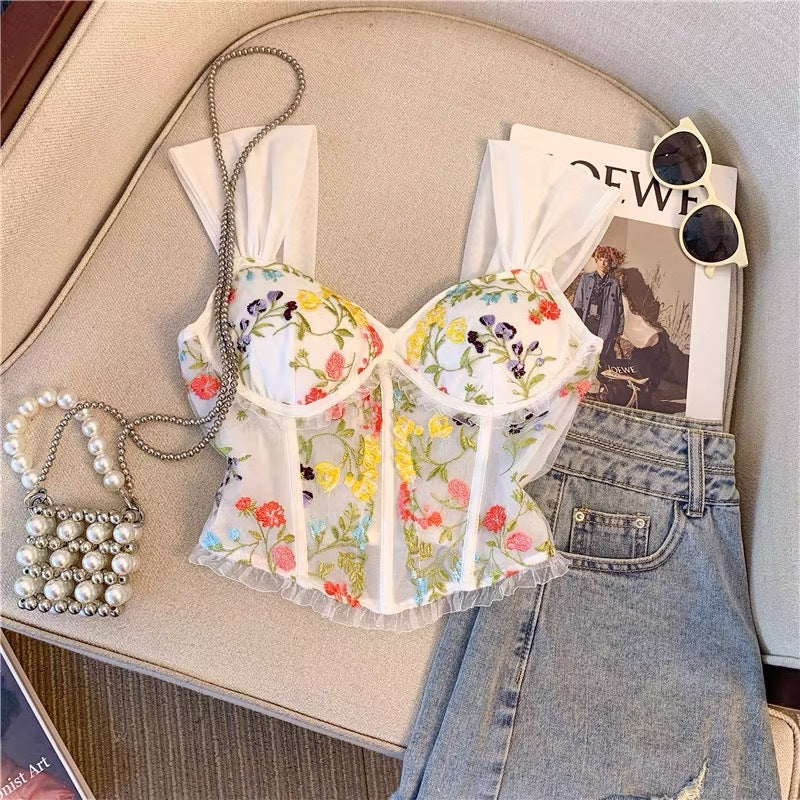 Embroidered Lace Corset Top