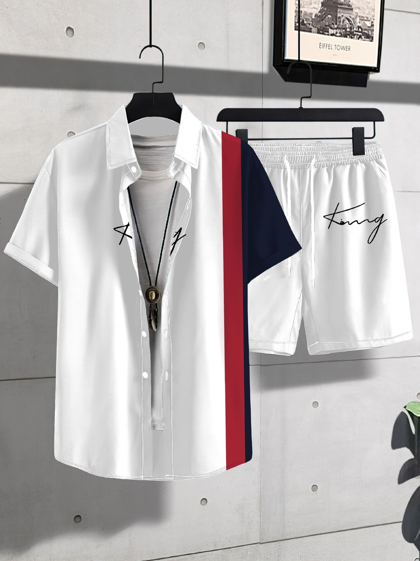 Casual Men's Short Sleeve Shirt & Shorts Set - Modern & Comfortable Lounge Wear