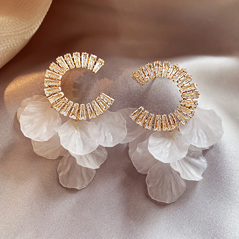 C- Ring Shell Tassel Delicate Earrings
