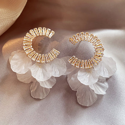 C- Ring Shell Tassel Delicate Earrings