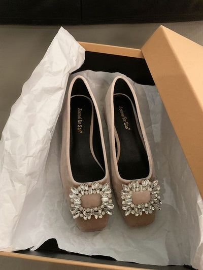 Rhinestone Low-cut Flats