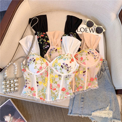 Embroidered Lace Corset Top