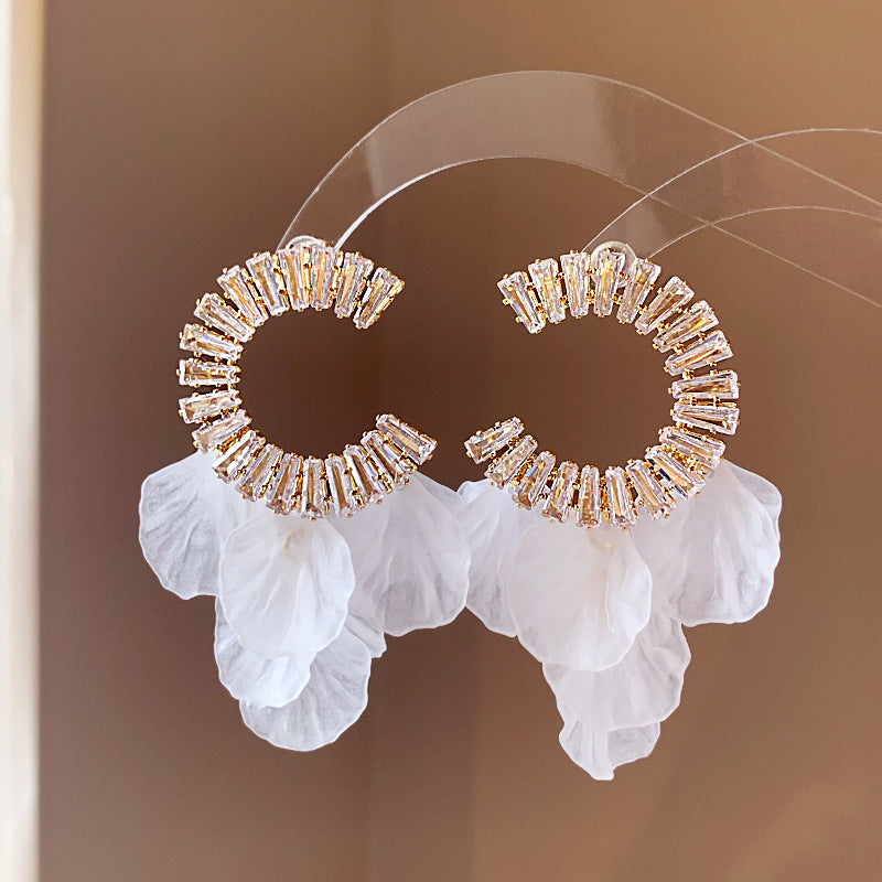 C- Ring Shell Tassel Delicate Earrings