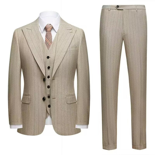 Men's Classic Pinstripe Suit Set – Tailored Two-Piece Business Attire for Formal & Professional Events