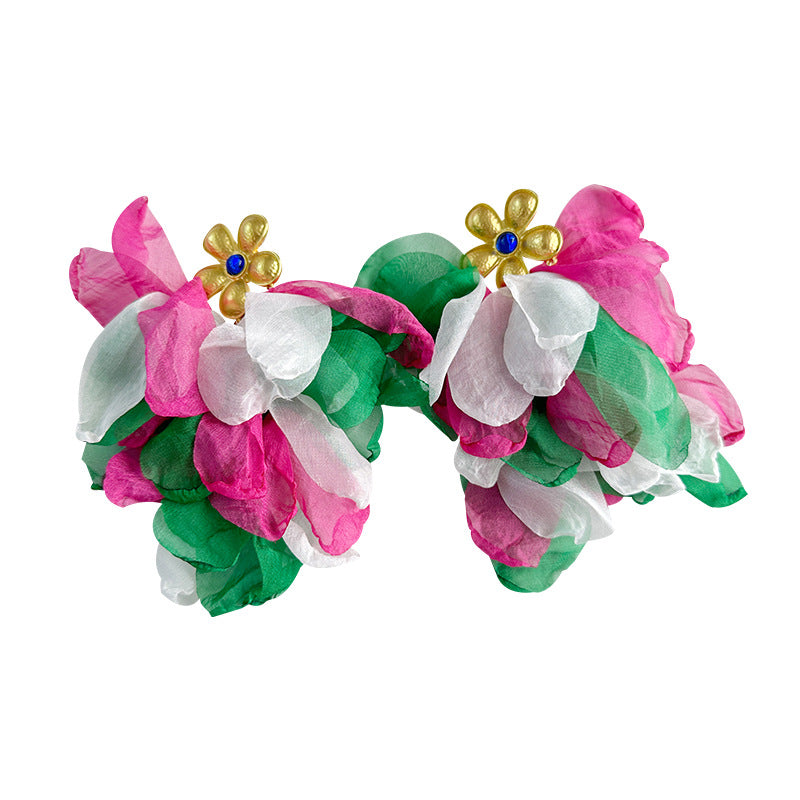 Bold Handmade Flower Tassel Earrings